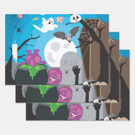 Halloween Monster Scene Inpakpapier Vel