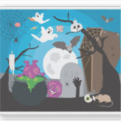 Halloween Monster Scene Sticker (Voorkant)