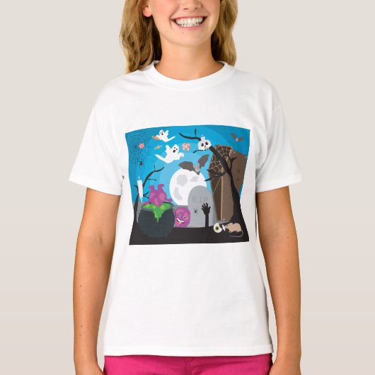 Halloween Monster Scene T-shirt (Voorkant)
