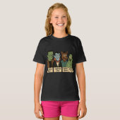 Halloween Monster Squad Line-up Portret T-shirt (Voorkant volledig)