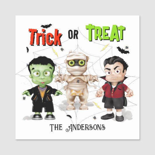 Halloween Monster Trick or treat Naamplaatje (Voorkant)
