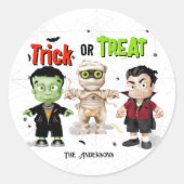 Halloween Monster Trick or treat Ronde Sticker (Voorkant)