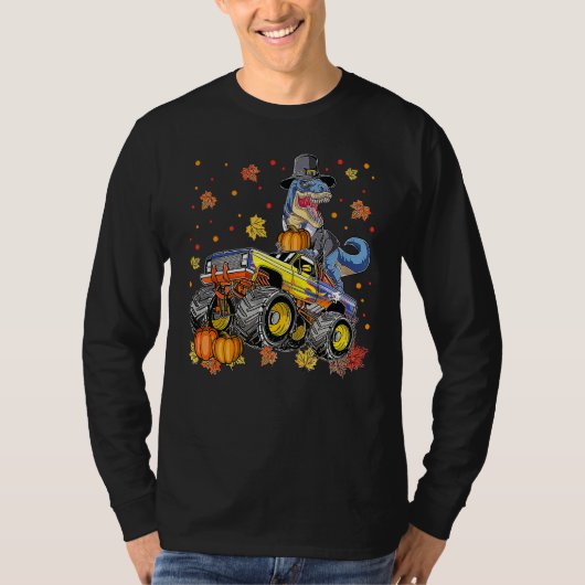 Halloween Monster Truck Dinosaur Thanksgiving Turk T-shirt (Voorkant)