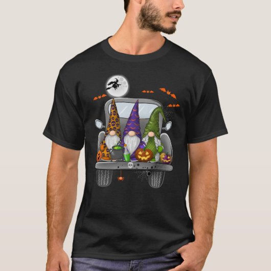 Halloween Monster Truck Pumpkins Gnomes T-shirt (Voorkant)