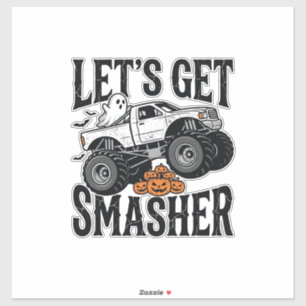 Halloween Monster Truck Smasher Vintage T-shirt De Sticker