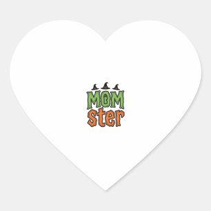 Halloween Monster Vintage Moeder Shirt Ontwerp_1 Hart Sticker