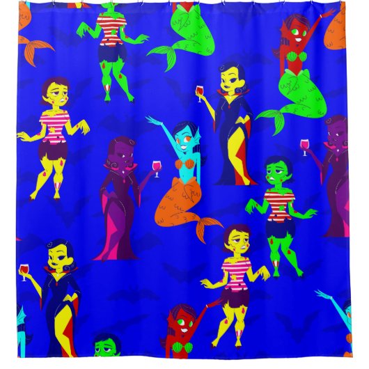 Halloween monster zeemeermin vampier zombie meisje douchegordijn (Voorkant)