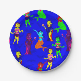 Halloween monster zeemeermin vampier zombie meisje papieren bordje