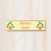 Halloween Monstera Plant in Pompoen Custom Name Deurbordje (Voorkant)