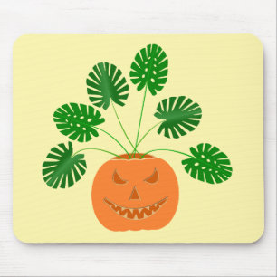 Halloween Monstera Plant in Pompoen Muismat