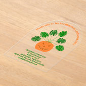 Halloween Monstera Plant in Pumpkin Custom Acryl Uitnodigingen (Laagn)