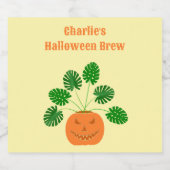 Halloween Monstera Plant in Pumpkin Custom Bier Etiket (Enkel label)