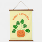 Halloween Monstera Plant in Pumpkin Custom Hangend Wandkleed (Voorkant)