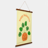 Halloween Monstera Plant in Pumpkin Custom Hangend Wandkleed (Gebogen)