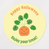 Halloween Monstera Plant in Pumpkin Custom Labels (Design 1)