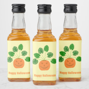 Halloween Monstera Plant in Pumpkin Custom Likeurfles Etiket