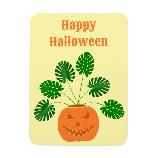 Halloween Monstera Plant in Pumpkin Custom Magneet (Verticaal)