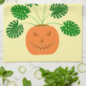 Halloween Monstera Plant in Pumpkin Custom Theedoek (Gevouwen)