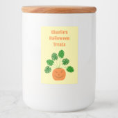 Halloween Monstera Plant in Pumpkin Custom Voedselcontainer Etiket (Voorkant)