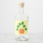 Halloween Monstera Plant in Pumpkin Likeurfles Etiket (Voorkant)