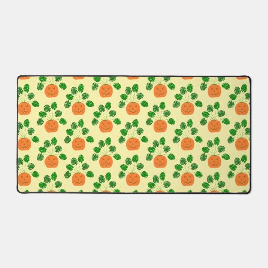 Halloween Monstera Plant in Pumpkin Patterned Bureaumat (Voorkant)