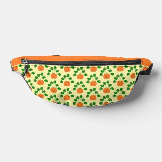Halloween Monstera Plant in Pumpkin Patterned Heuptasje (Liggend)