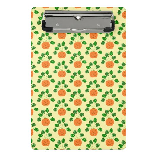 Halloween Monstera Plant in Pumpkin Patterned Mini Klembord (Voorkant)