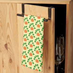 Halloween Monstera Plant in Pumpkin Patterned Theedoek