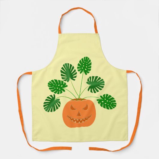 Halloween Monstera Plant in Pumpkin Schort (Voorkant)