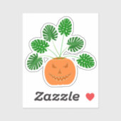 Halloween Monstera Plant in Pumpkin Sticker (Vel)