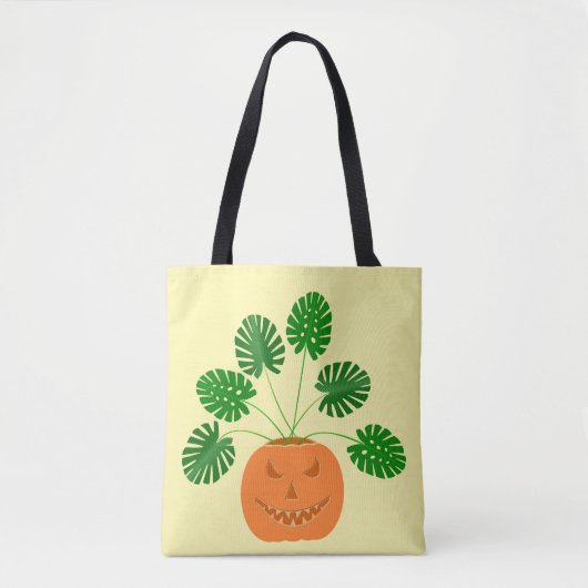 Halloween Monstera Plant in Pumpkin Tote Bag (Voorkant)