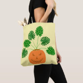 Halloween Monstera Plant in Pumpkin Tote Bag (Dichtbij)