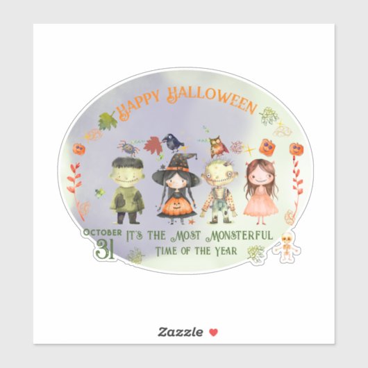 Halloween Monsters Custom-Cut Vinyl Sticker (Vel)