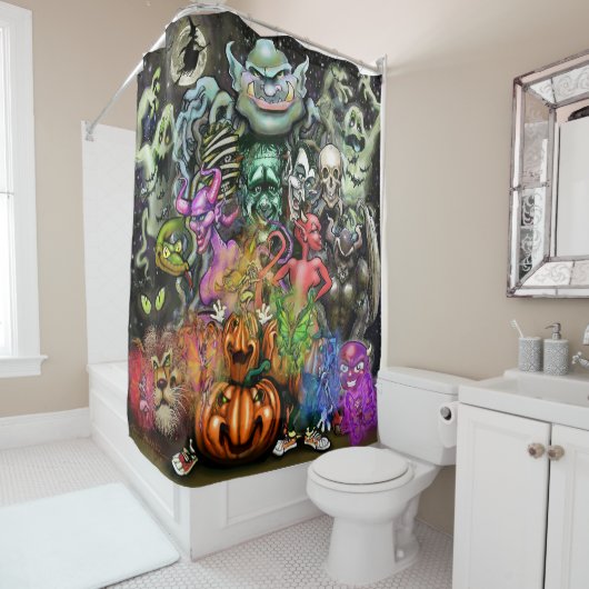 Halloween Monsters Douchegordijn (In situ)