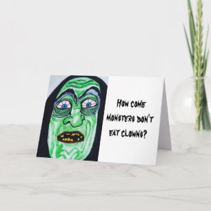 HALLOWEEN MONSTERS EAT GEEN CLOWNS-kaart Kaart