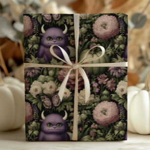 Halloween Monsters en Pompoenen Paarse Cadeaupapier