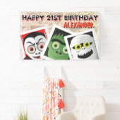 Halloween Monsters Foto's Verjaardagshout Spandoek (Insitu)