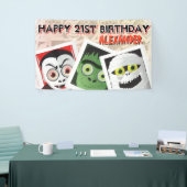 Halloween Monsters Foto's Verjaardagshout Spandoek (Beurs)