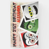 Halloween Monsters Foto's Verjaardagshout Spandoek (Verticaal)