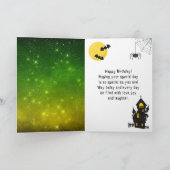 Halloween Monsters Green Happy Birthday Kaart (Binnen)
