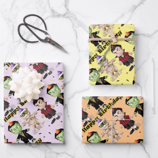 Halloween Monsters Kinderen Verjaardag Inpakpapier Vel (Voorkant)