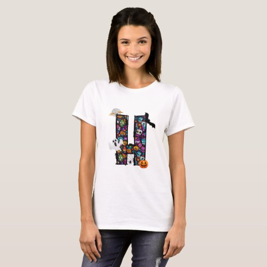 Halloween monsters letter H t-shirt (Voorkant volledig)