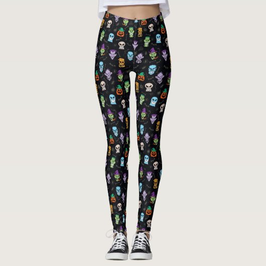 Halloween monsters maken eng grappige gezichten leggings (Voorkant)