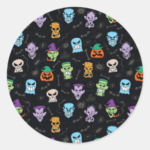 Halloween monsters maken eng grappige gezichten ronde sticker