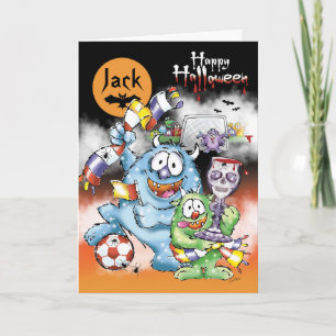 Halloween Monsters met voetbal Kaart