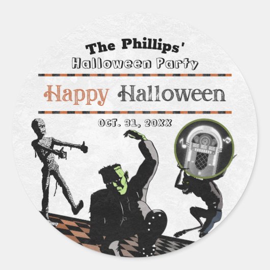 Halloween Monsters Monster Bash Feestje Kostuum Ronde Sticker (Voorkant)