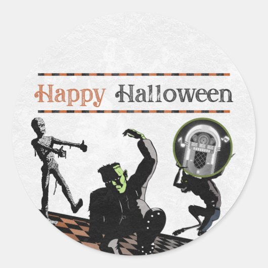 Halloween Monsters Monster Bash Feestje Kostuum Ronde Sticker (Voorkant)