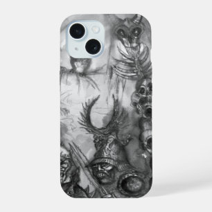 HALLOWEEN MONSTERS / ORK OORLOG Zwart Wit Fantasie iPhone 15 Hoesje