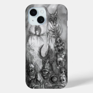 HALLOWEEN MONSTERS / ORK WAR Black White Fantasy iPhone 15 Case