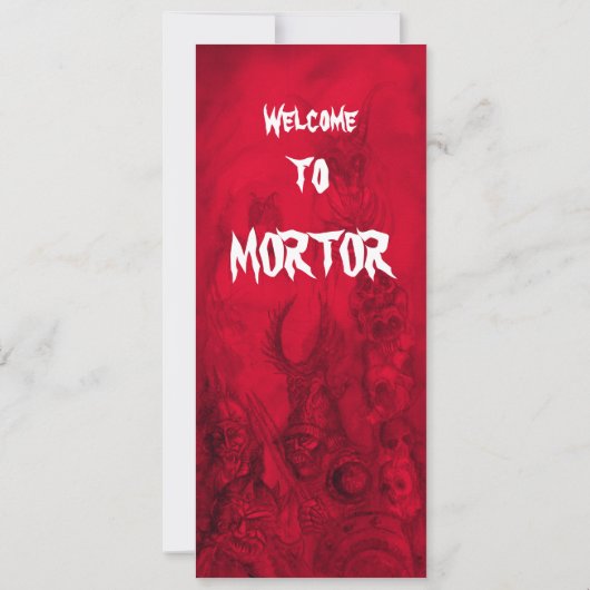 HALLOWEEN MONSTERS, ORK WAR Black White Red Invite Kaart (Achterkant)